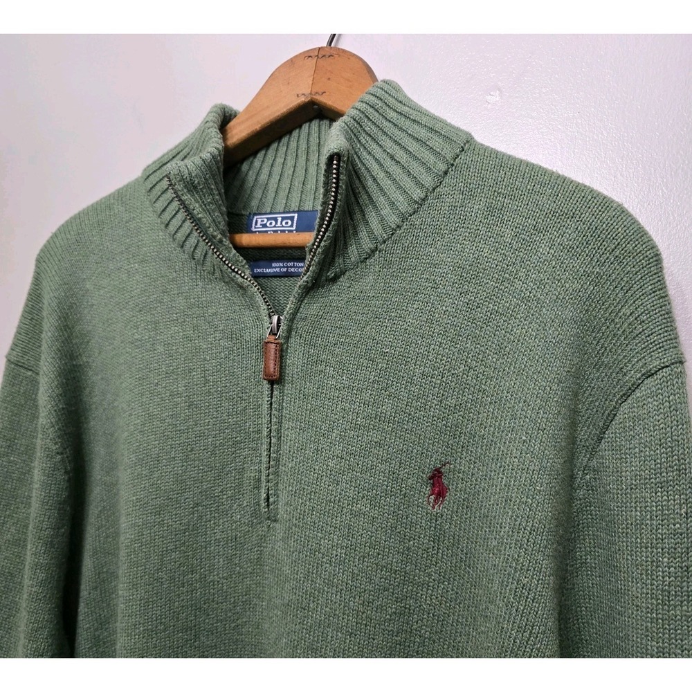 Polo Ralph Lauren Mens Quarter Zip Size XL Pullover Sweatshirt Green
